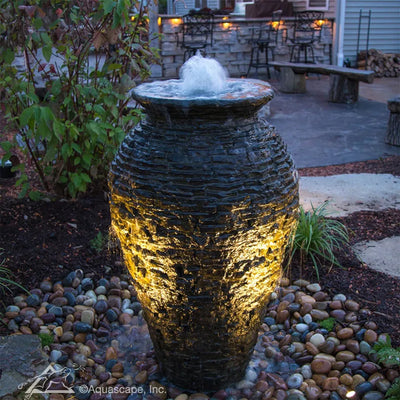 Aquascape Stacked Slate Urn Fountain Kit – 45″ H Complete Outdoor Recirculating Water Feature