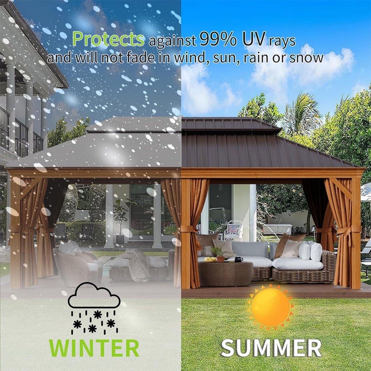 12ft X 20ft Alora Premium Large Aluminum Hardtop Gazebo (SAK58374)