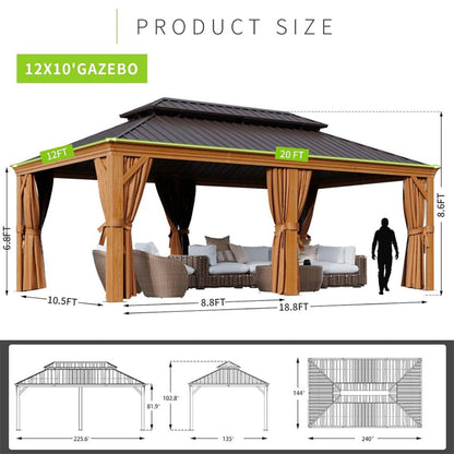 12ft X 20ft Alora Premium Large Aluminum Hardtop Gazebo (SAK58374)