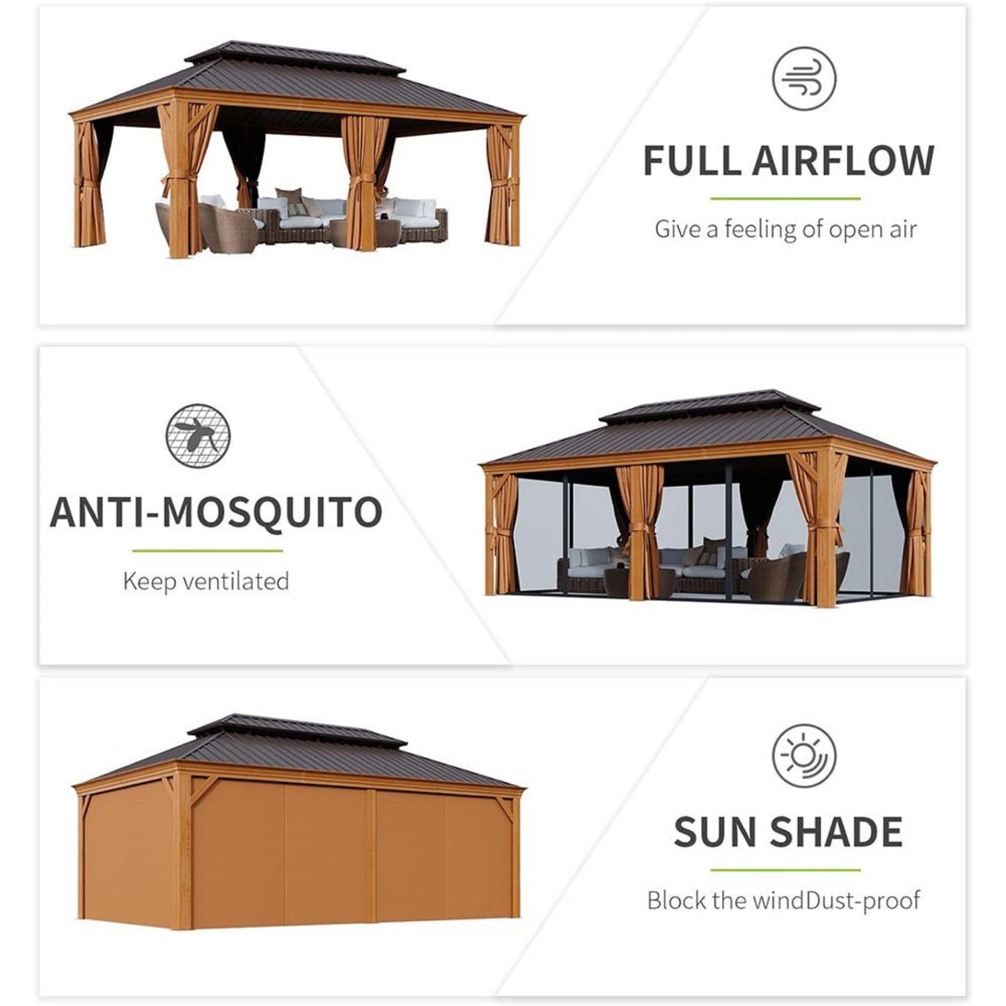 12ft X 20ft Alora Premium Large Aluminum Hardtop Gazebo (SAK58374)
