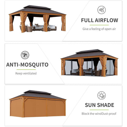 12ft X 20ft Alora Premium Large Aluminum Hardtop Gazebo (SAK58374)