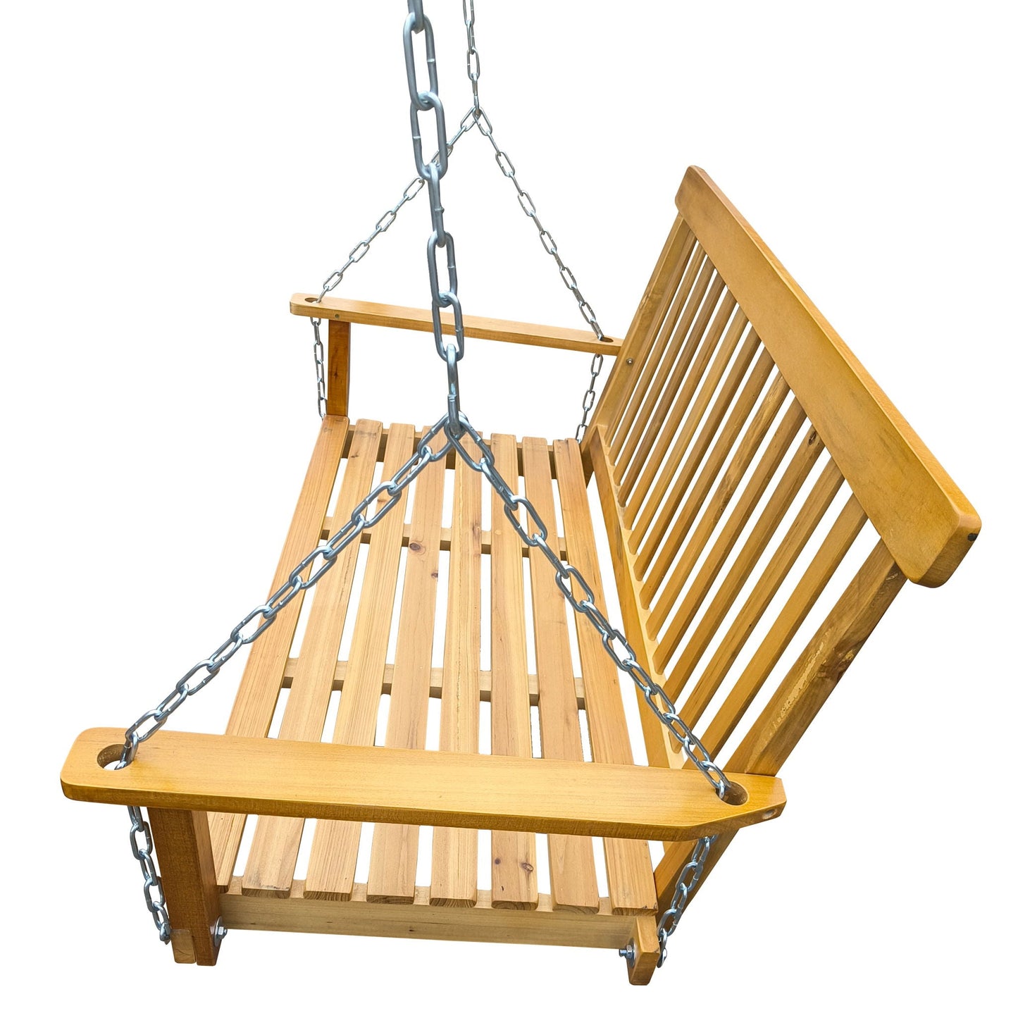 Unique Piece Furniture Outdoor Front Porch Swing with Armrests and Hanging Chains