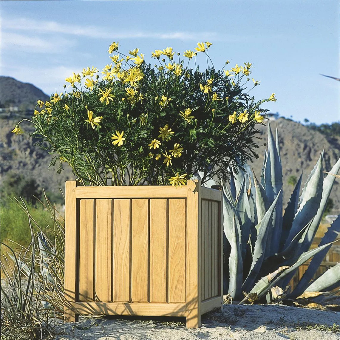 Kingsley Bate Brookside 16" Premium Teak Square Garden Planter