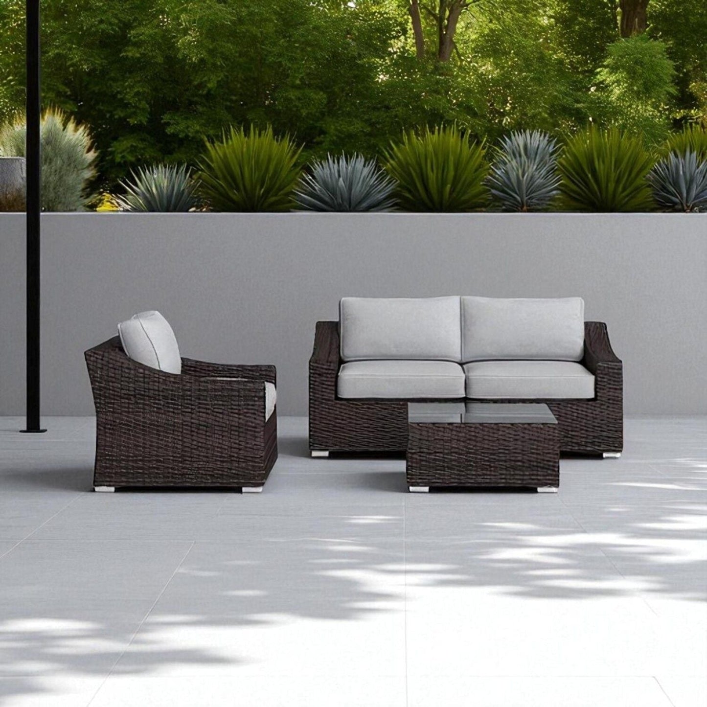 All-Weather Outdoor Wicker Patio Conversation Set with Cushions