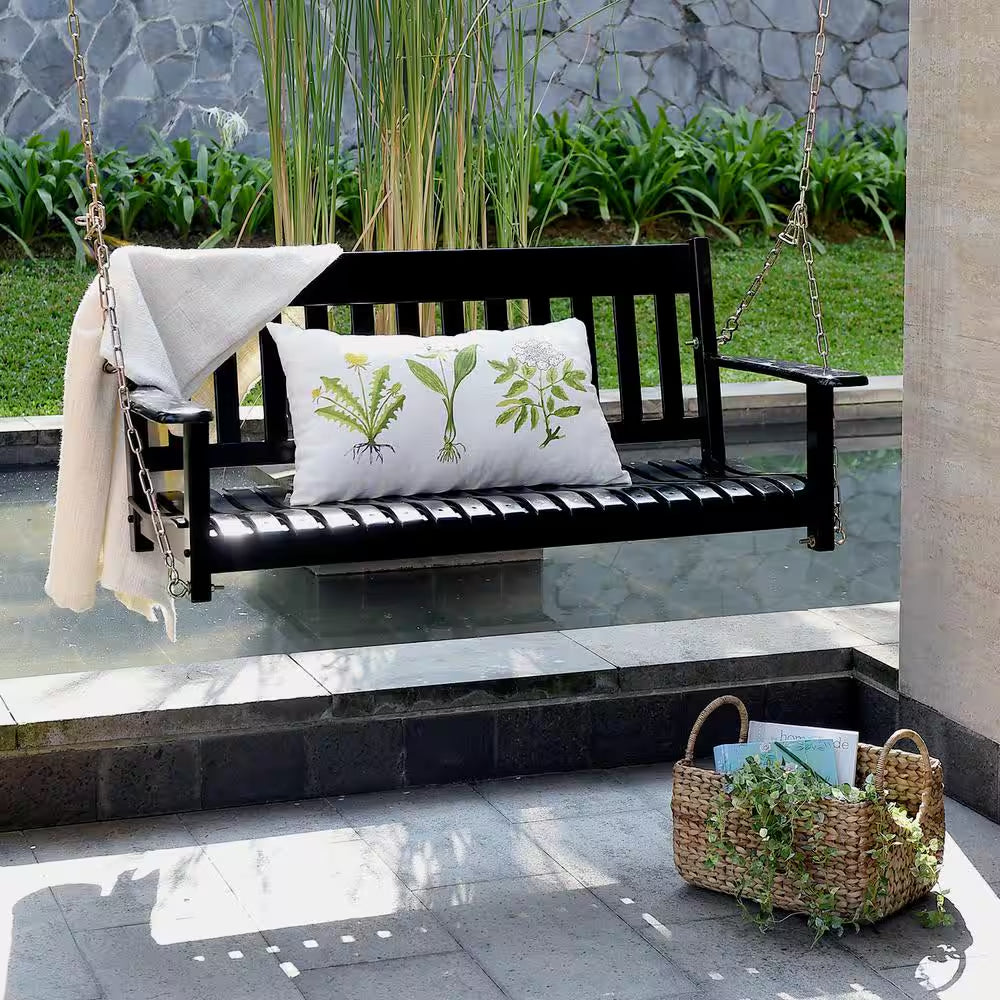 Thames Black Wood Porch Swing