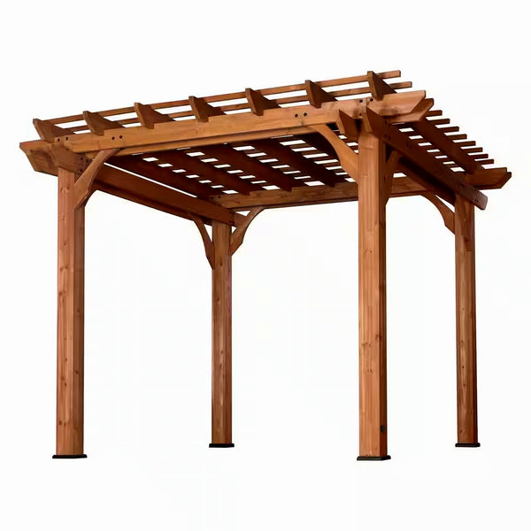 10 Ft. X 10 Ft. Traditional All Cedar Wood Outdoor Patio Pergola