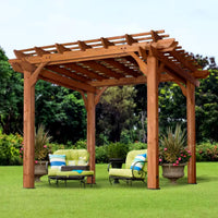 10 Ft. X 10 Ft. Traditional All Cedar Wood Outdoor Patio Pergola