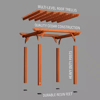 10 Ft. X 10 Ft. Traditional All Cedar Wood Outdoor Patio Pergola