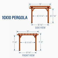 10 Ft. X 10 Ft. Traditional All Cedar Wood Outdoor Patio Pergola