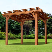 10 Ft. X 10 Ft. Traditional All Cedar Wood Outdoor Patio Pergola
