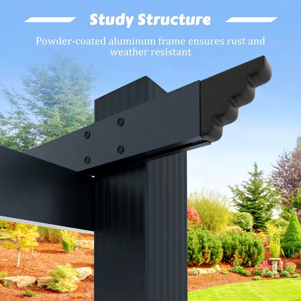 10 Ft. W X 10 Ft. D Aluminum Pergola Outdoor with Retractable Canopy