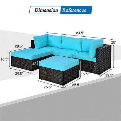 Alora Outdoor Patio Rattan Sectional  Sofa Set, 5PCS (SAK56878)