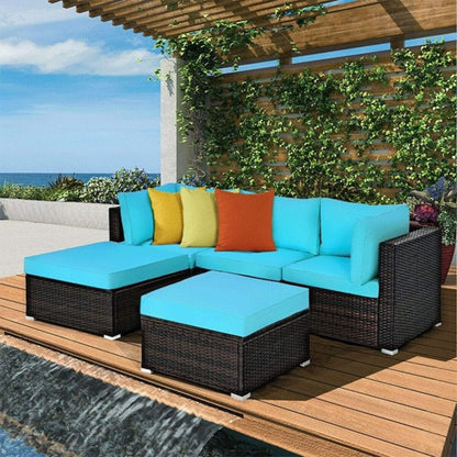 Alora Outdoor Patio Rattan Sectional  Sofa Set, 5PCS (SAK56878)