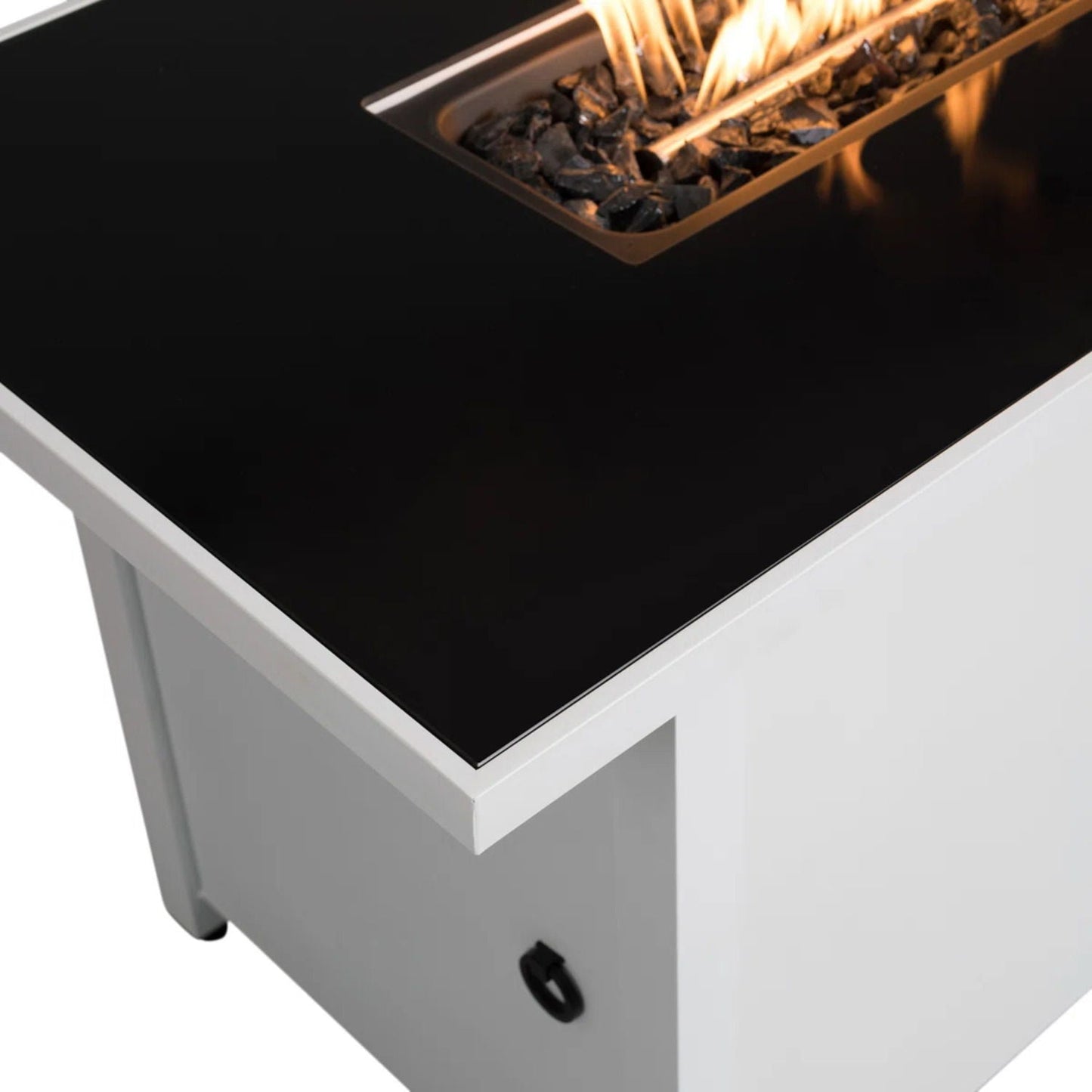 Unique Piece Furniture 43″ Outdoor Rectangular Propane Fire Pit Table (50,000 BTU) – White