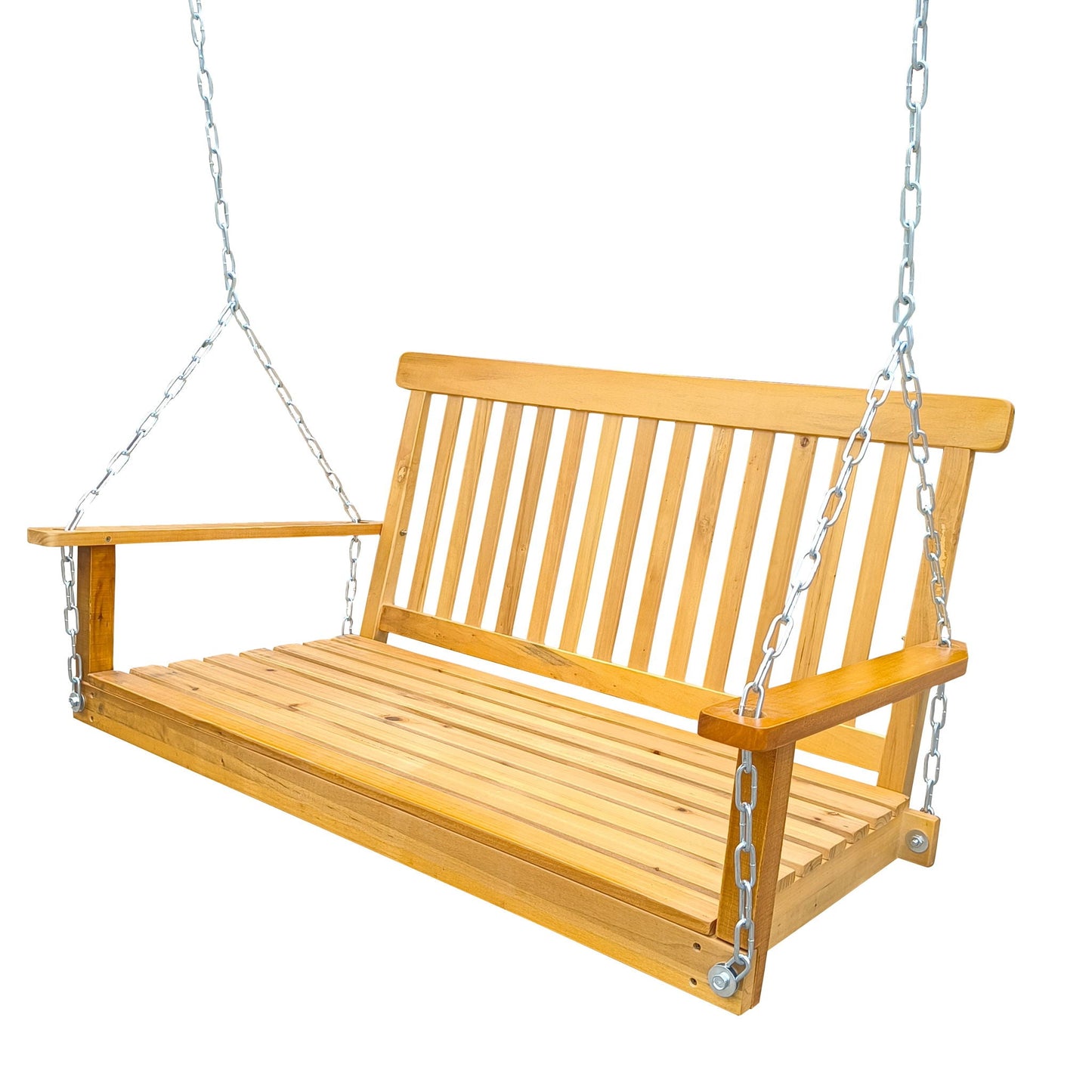 Unique Piece Furniture Outdoor Front Porch Swing with Armrests and Hanging Chains