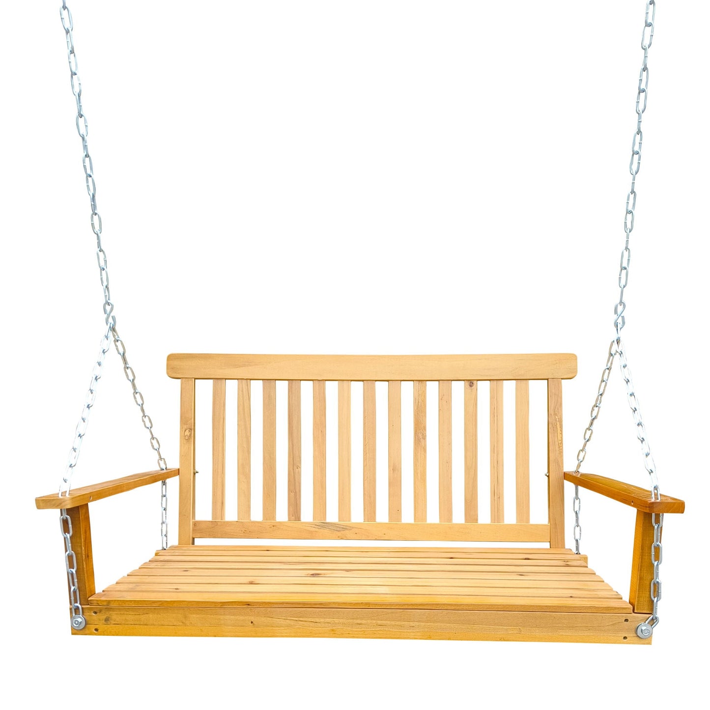 Unique Piece Furniture Outdoor Front Porch Swing with Armrests and Hanging Chains