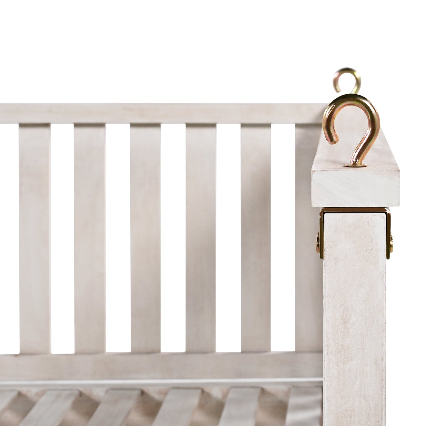 79-Inch Outdoor Acacia Wood Twin Swing Bed with Minimalist Rope Accents - Classic White