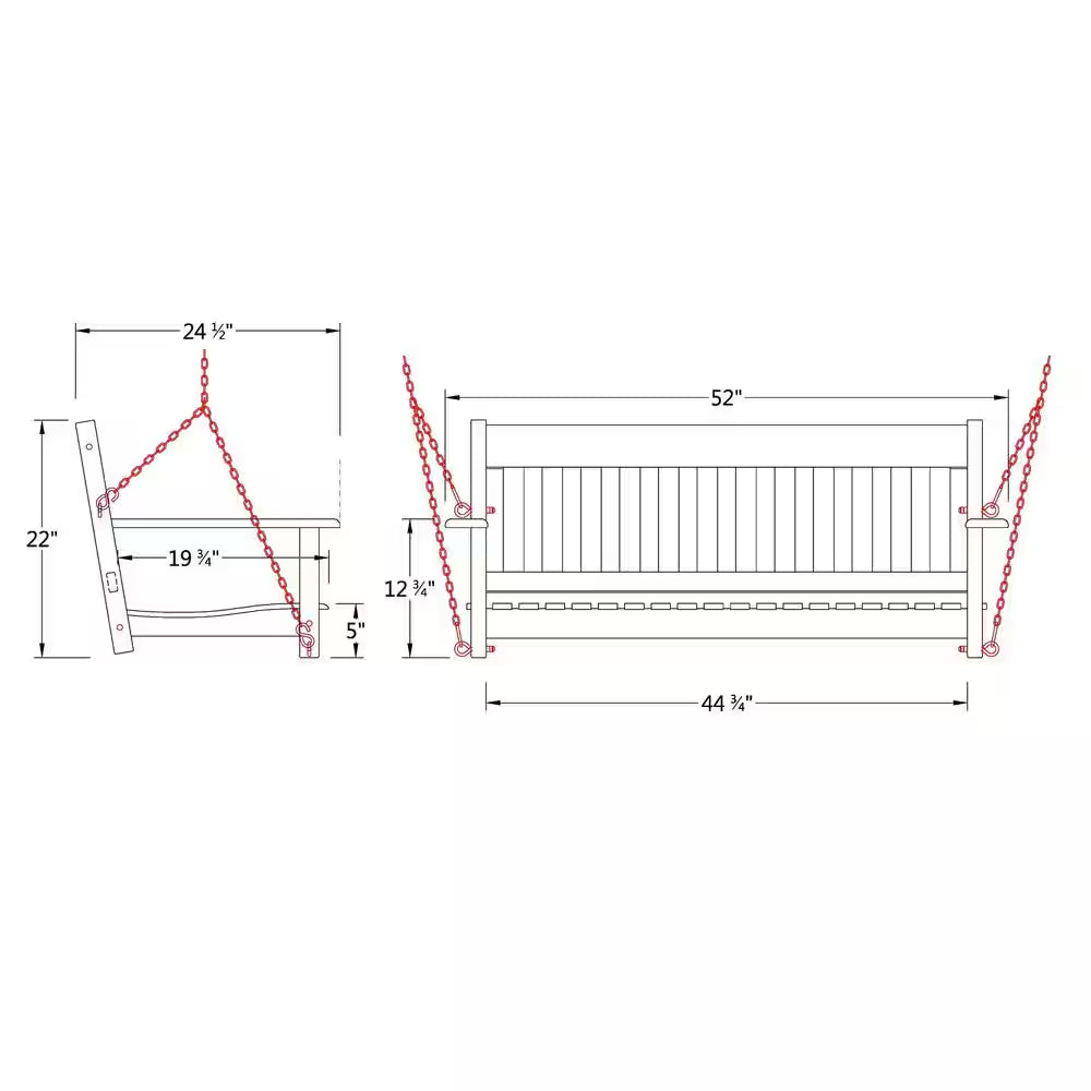 Thames Black Wood Porch Swing