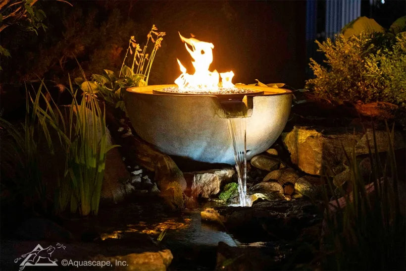 Fire and Water Spillway Bowl – 32″ Dia (81 cm) - comes complete with the full auto-ignite fire system. The water pump and sub-surface reservoir/basin included.