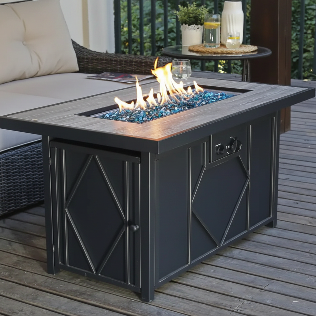 42 In. 60,000BTU Fire Pit Propane Gas Fire Pit Table Rectangular Tabletop