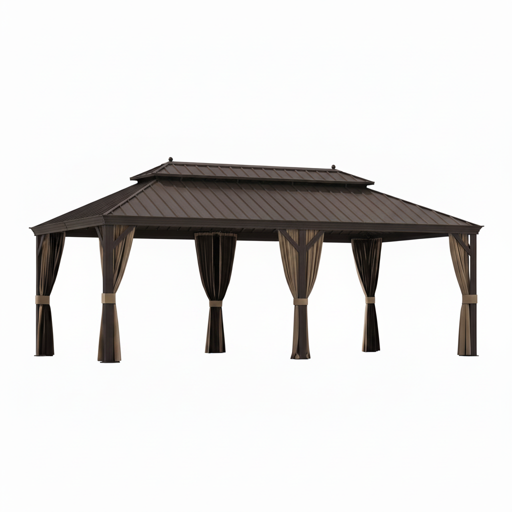 12 Ft. X 22 Ft. Steel Roof Aluminum Gazebo with Netting