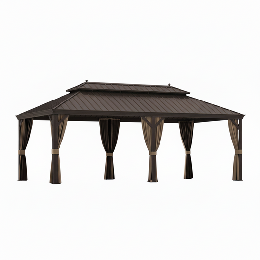 12 Ft. X 22 Ft. Steel Roof Aluminum Gazebo with Netting