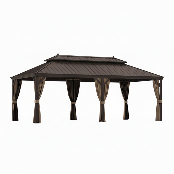12 Ft. X 22 Ft. Steel Roof Aluminum Gazebo with Netting