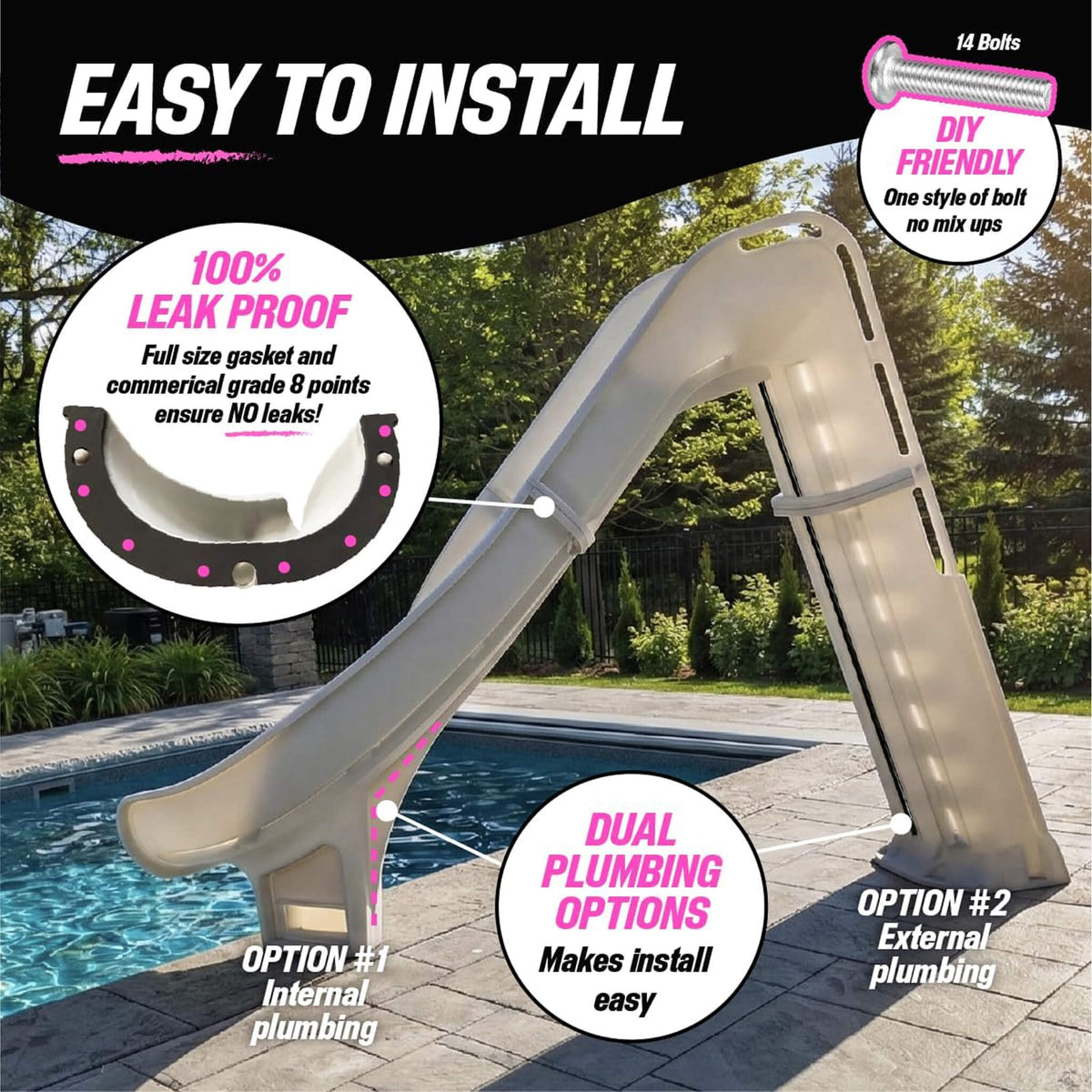 Heavy-Duty Commercial Reinforced Leak-Proof Waterslide with Handrails (SAK93157)
