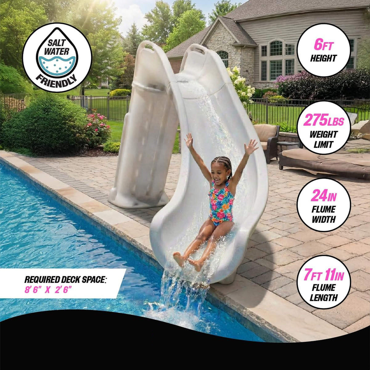Heavy-Duty Commercial Reinforced Leak-Proof Waterslide with Handrails (SAK93157)