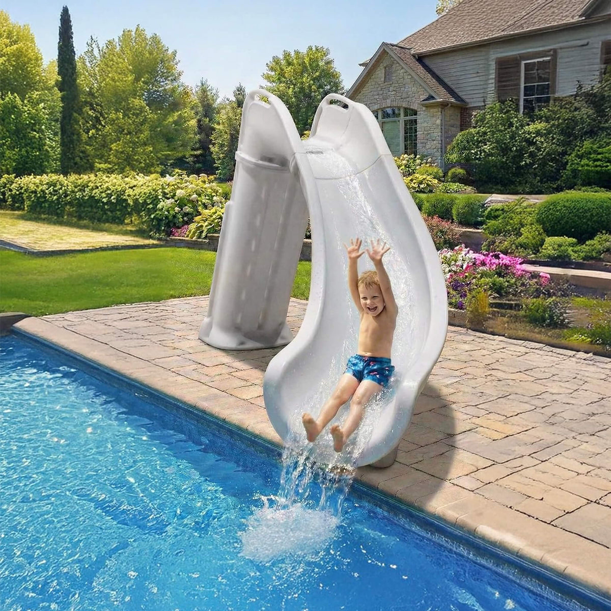Heavy-Duty Commercial Reinforced Leak-Proof Waterslide with Handrails (SAK93157)