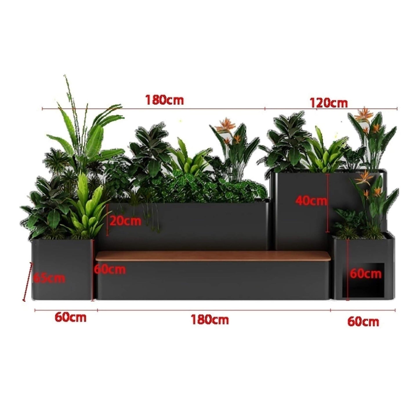 10FT Large Industrial Outdoor Flowerbox Bench (SAK95620)