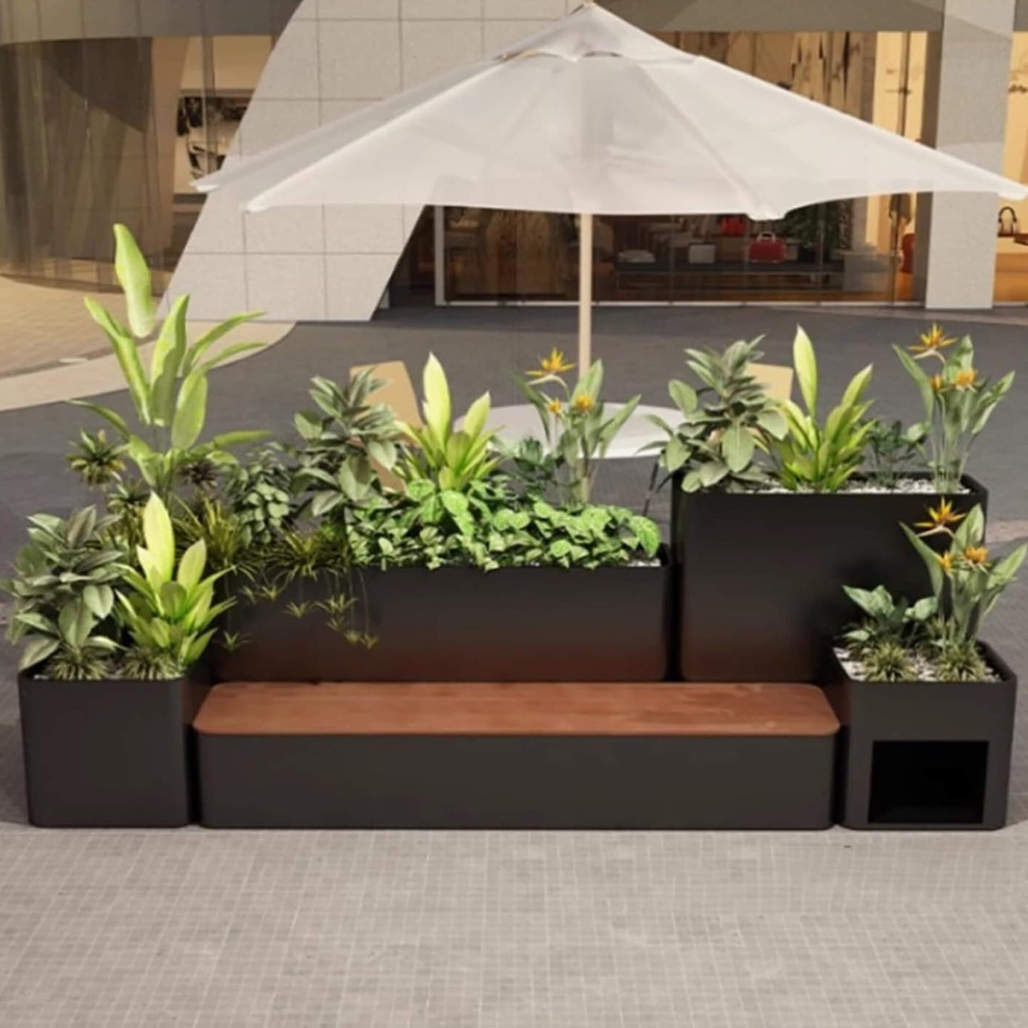 10FT Large Industrial Outdoor Flowerbox Bench (SAK95620)