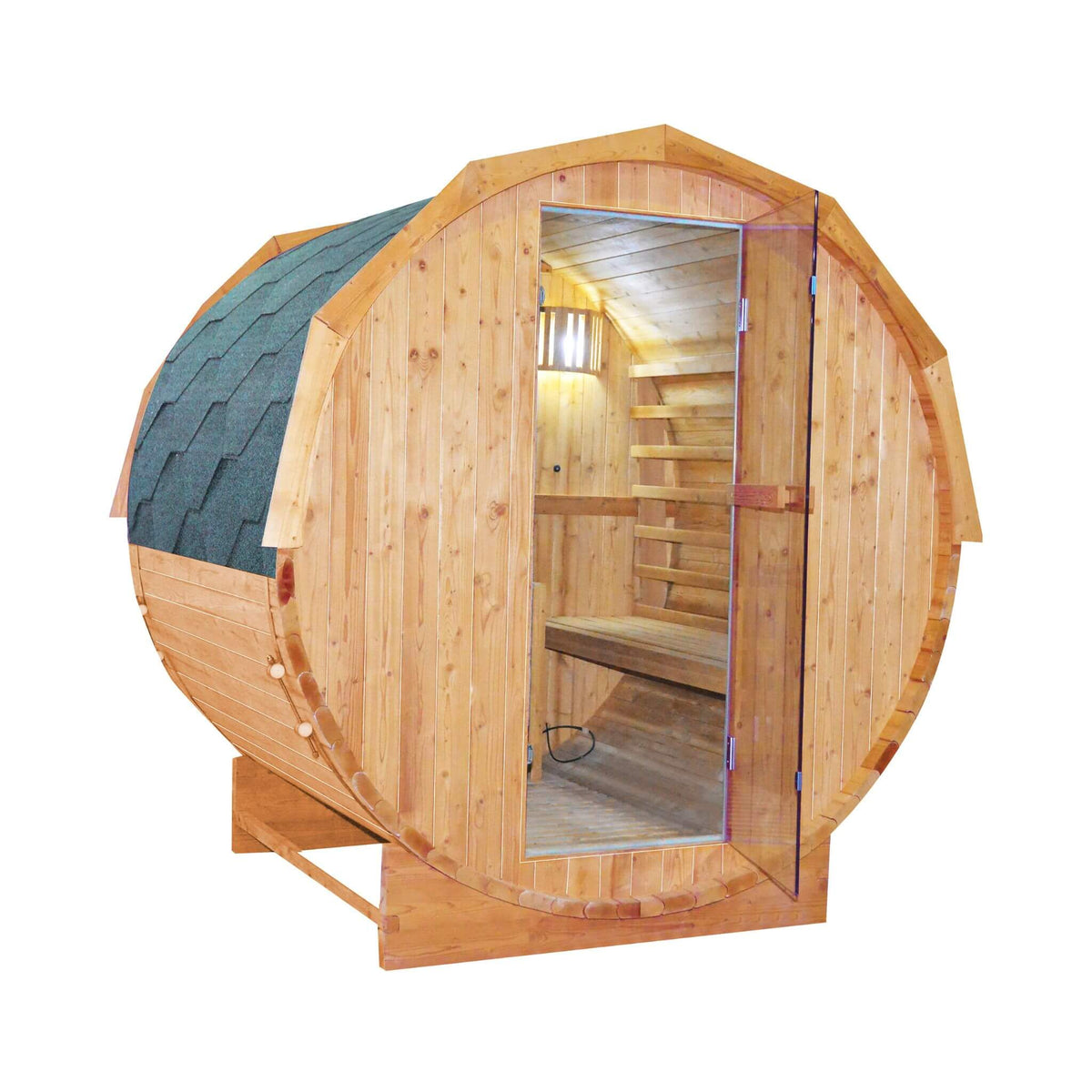 Ignite Large Premium American White Oak Outdoor Wooden Barrel Sauna With 4.5KW Sauna Heater (SAK45968)