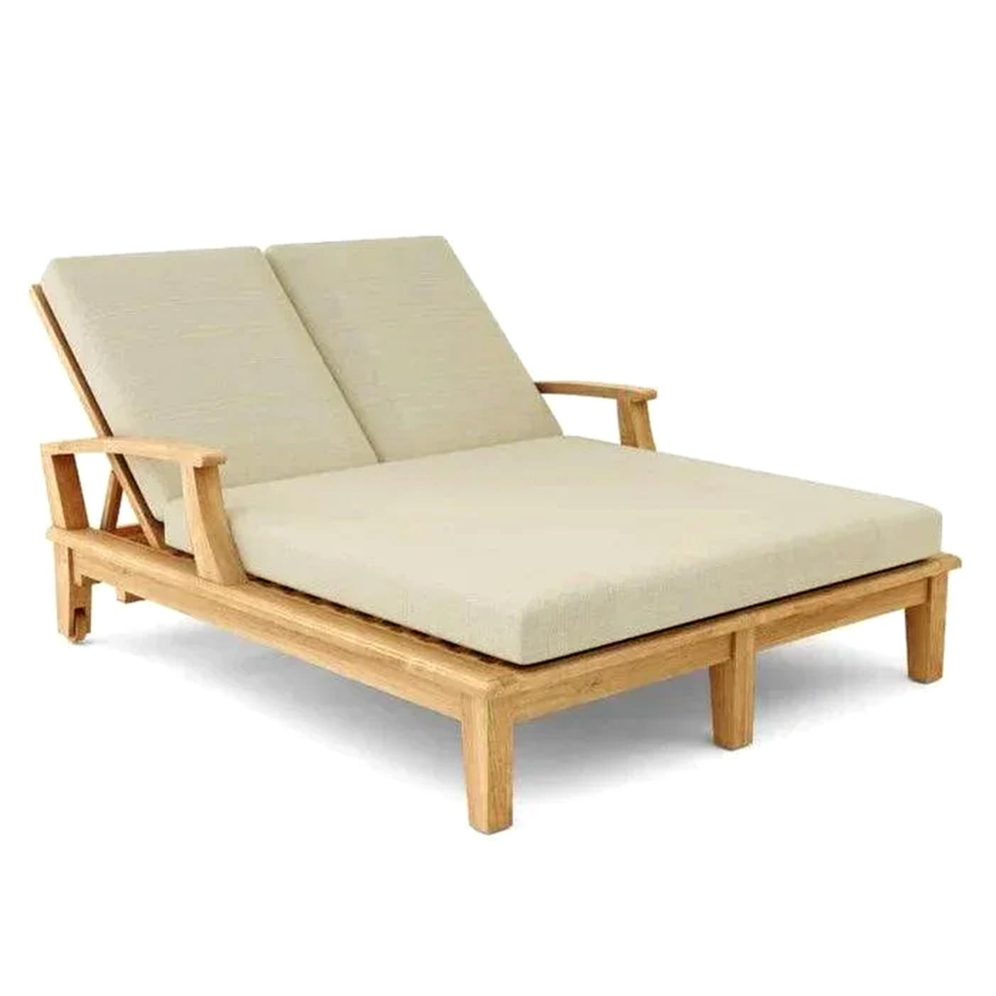 Delano Teak Double Reclining Sunlounger with Sunbrella Cushions