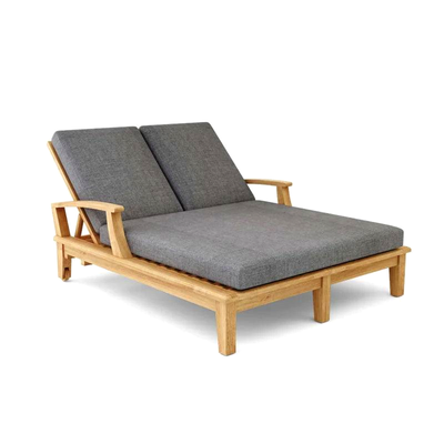 Delano Teak Double Reclining Sunlounger with Sunbrella Cushions