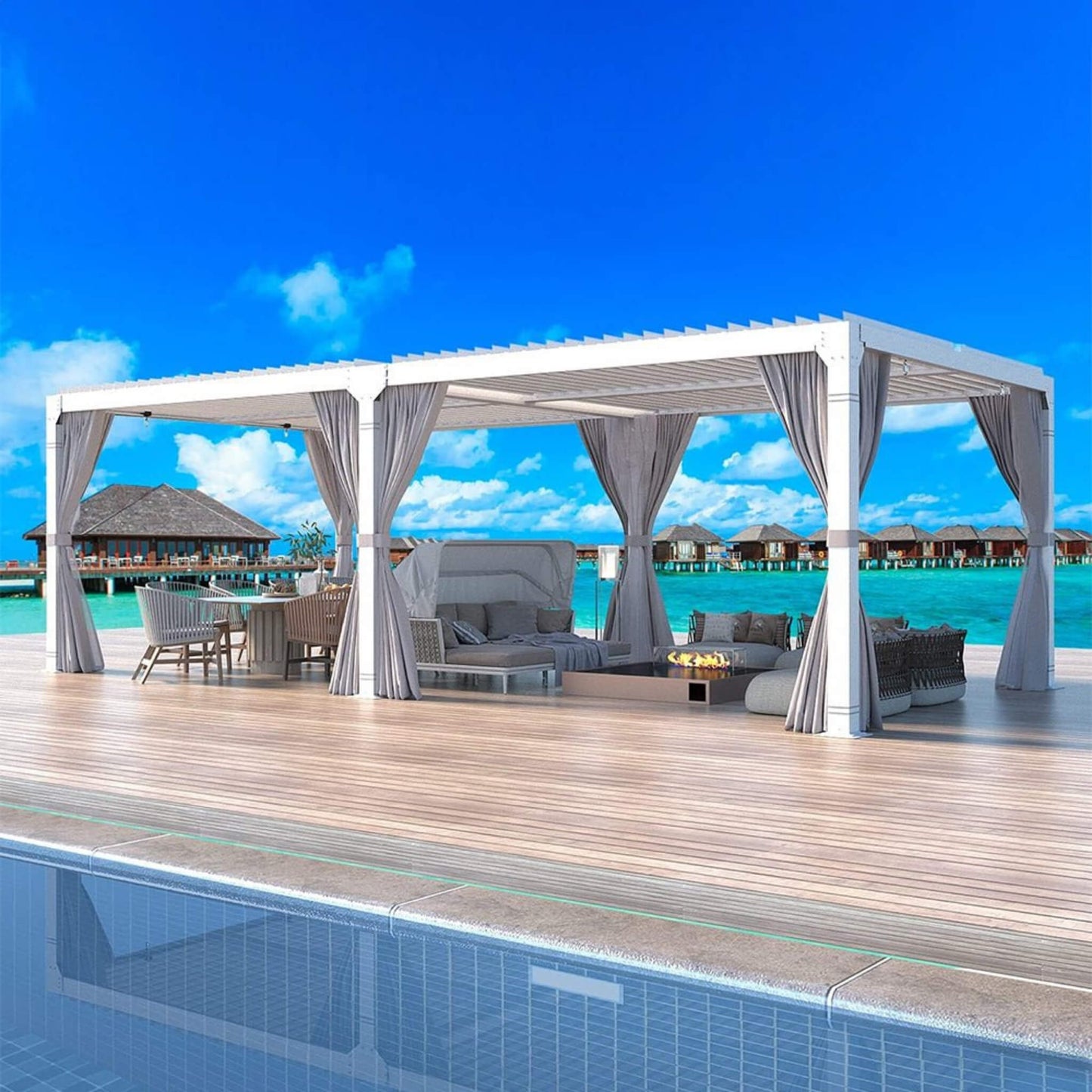 12ft X 20ft Alora Luxury Aluminum Louvered Pergola (SAK18625)