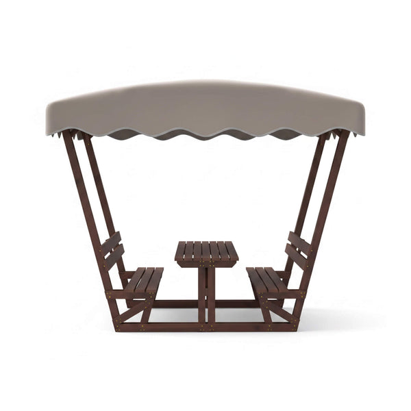 Outdoor Waterproof Wood Picnic Table And Bench Set With Removable Canopy (SAK87135)