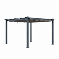 10 Ft. W X 10 Ft. D Aluminum Pergola Outdoor with Dark Gray Retractable Canopy