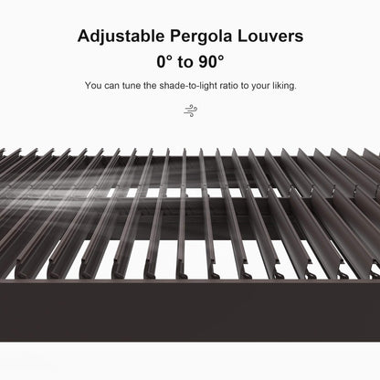 Alora Premium Outdoor Aluminum Louvered Patio Pergola with LED Lights (SAK24896)