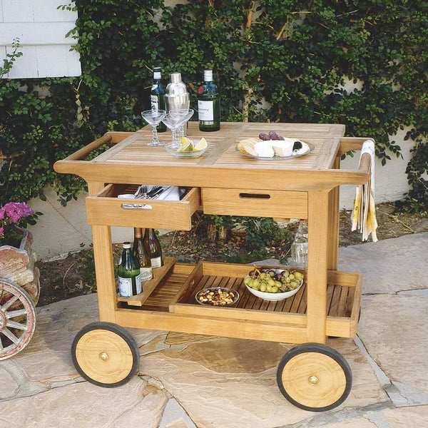 Kingsley Bate Premium Teak Outdoor Serving & Bar Cart