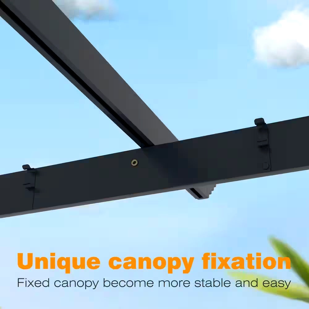 16 Ft. W X 12 Ft. D Aluminum Pergola Outdoor with Retractable Canopy