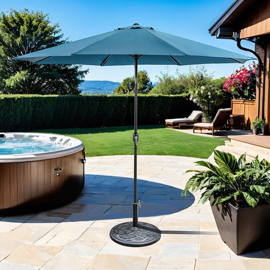 Mora 11' Contemporary Outdoor Market Umbrella with 21" Round Base - Blue