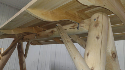 Heavy-Duty Cedar Wooden Porch Swing with Integrated Stand and Canopy
