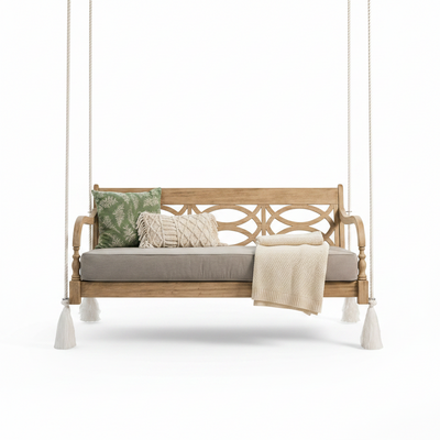 Renley Wood Outdoor Porch Swing Daybed with Cushion