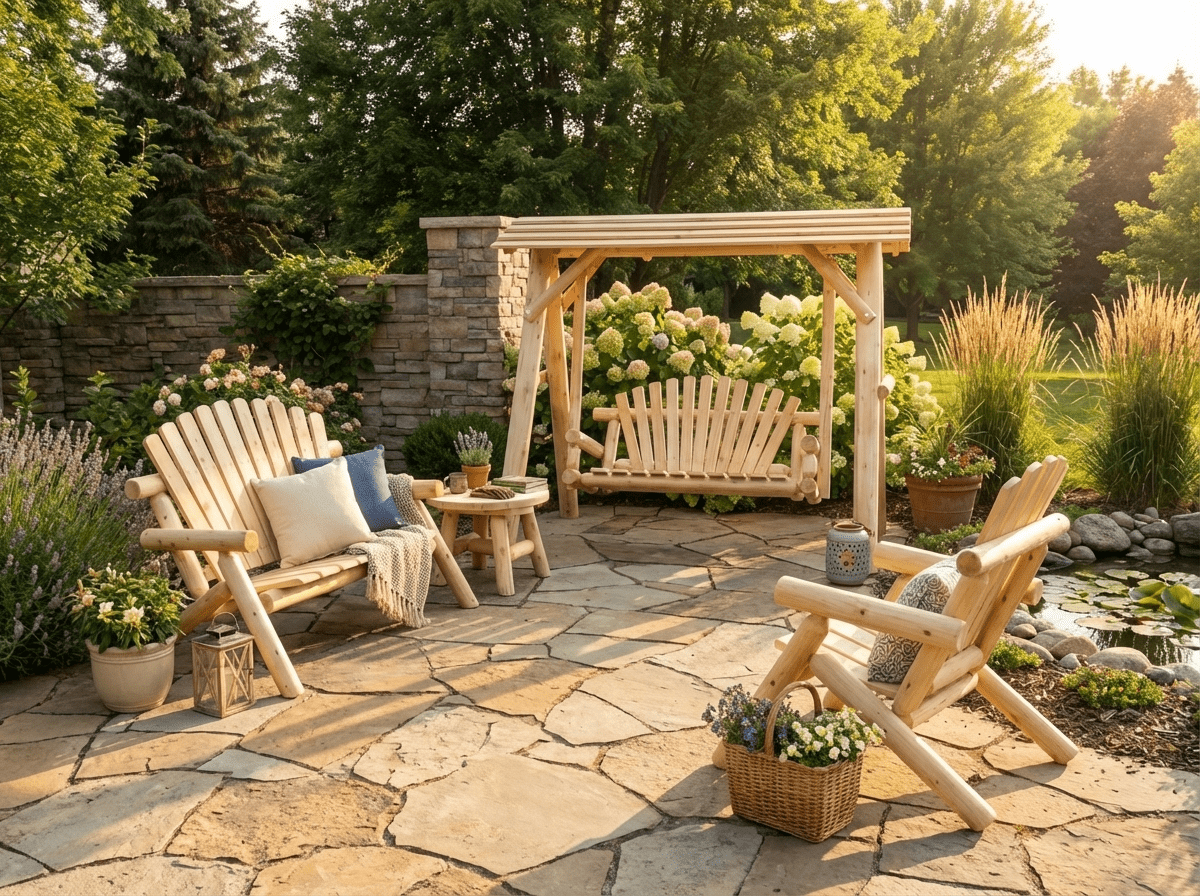 Heavy-Duty Cedar Wooden Porch Swing with Integrated Stand and Canopy