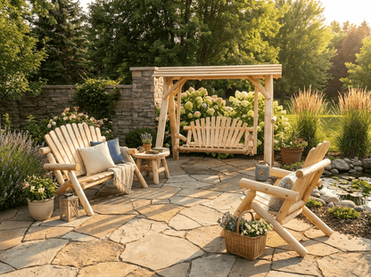Heavy-Duty Cedar Wooden Porch Swing with Integrated Stand and Canopy