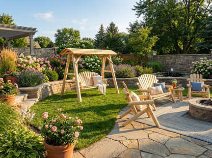 Heavy-Duty Cedar Wooden Porch Swing with Integrated Stand and Canopy